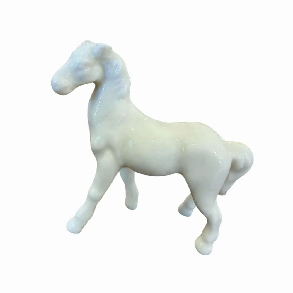 Vintage Miniature White Horse Figurine Genuine Bone China Japan Mid Century 1.5